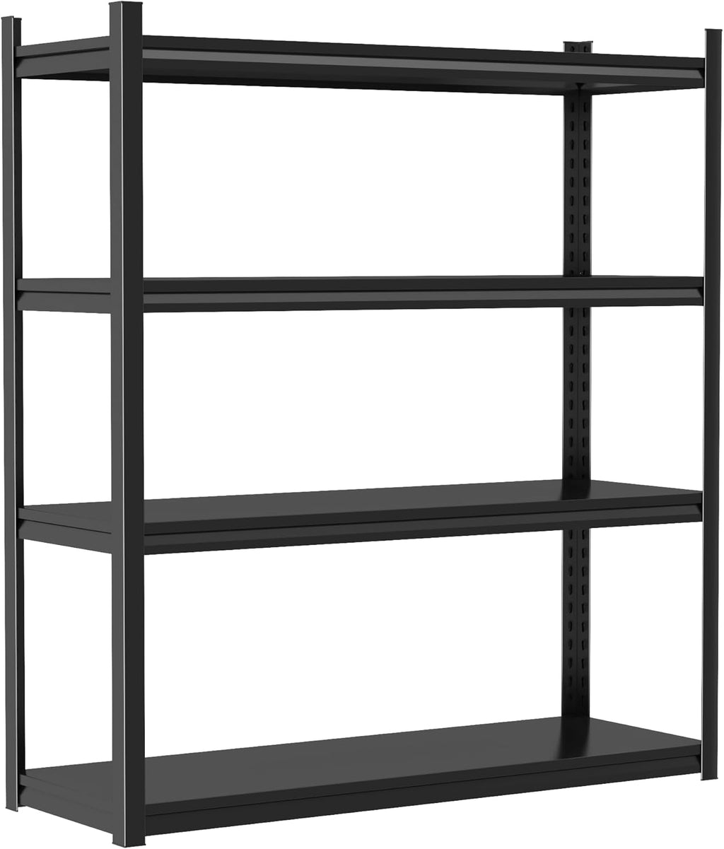 4-Tier Storage Shelves, Garage Metal Shelving Unit, Adjustable, Double-Layer Column with Reinforced Ribs, Heavy-Duty, Capable of Bearing 2400 lbs (39''W*20''D*63''H)