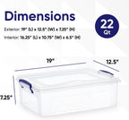 Superio Storage Bins with Lids- Clear Boxes for Organizing, Stackable Plastic Containers- BPA Free, Non-Toxic, Odor Free, Organizer for Home, Office, Dorm (6 Pack, 22.7 Qt)