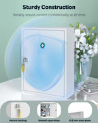 Uniclife Wall Mount Medicine Cabinet with Key Lock, Locking First Aid Cabinet, Lockable Medical Cabinet, Large Capacity Medicine Organizer, Secure Steel Wall Cabinet Metal Storage Box, White