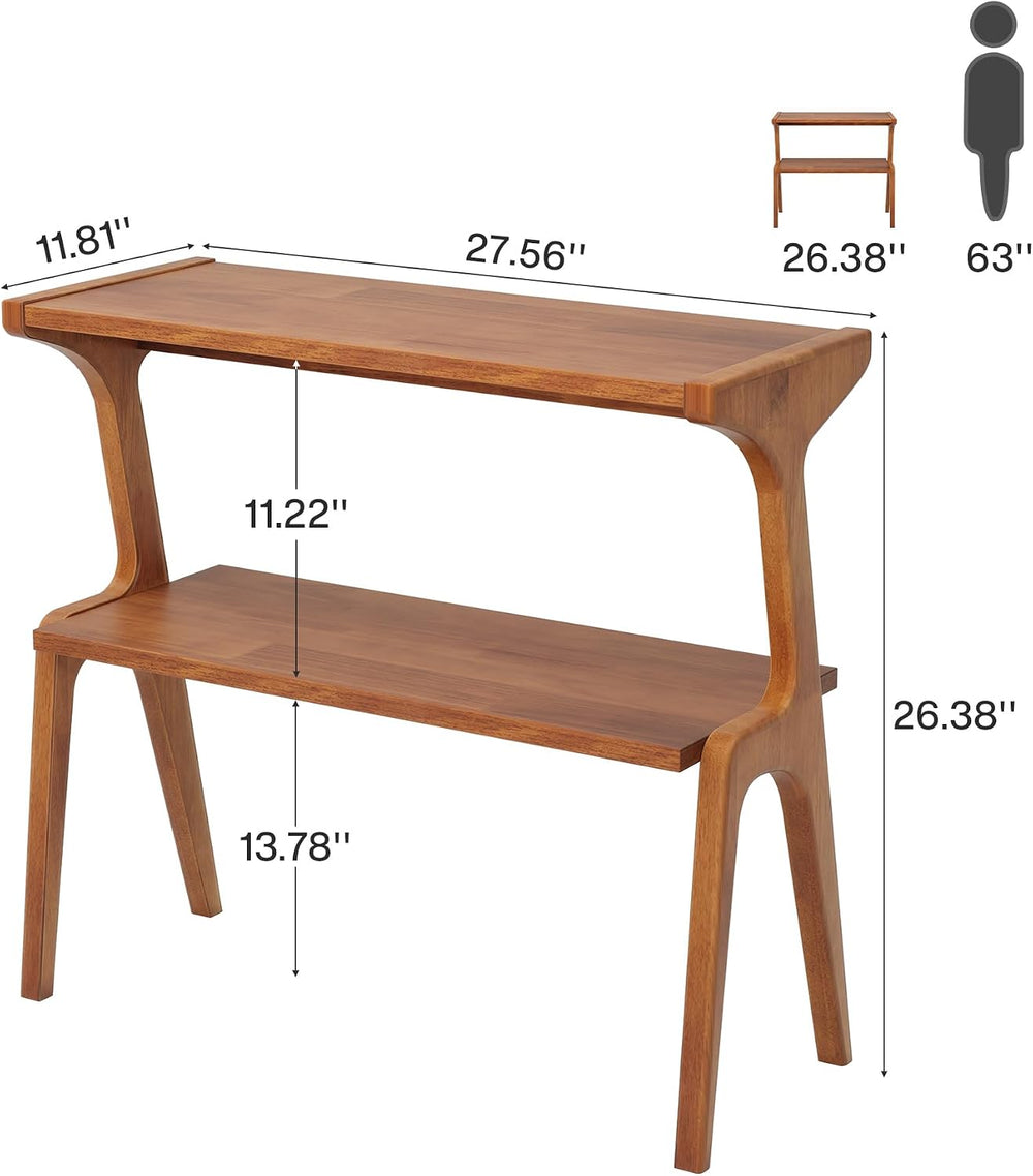 Tribesigns Set of 2 Solid Wood Side Table, 2-Tier Couch End Table with Storag...