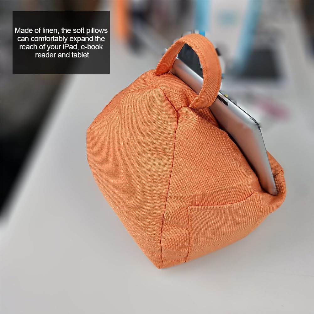 Tablet Cushion Holder - with Side Pockets, Soft Anti-Fall Book Rest for Lap, Hands-Free Laptop Stand for Bed, Multi-Angle Travel Pillow for Car, Lightweight Storage Caddy | for Home School Sofa Spa