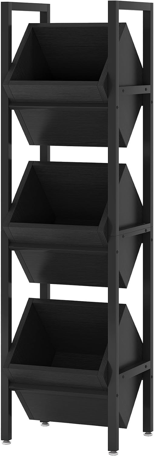 Tribesigns Wine Rack Freestanding Floor, 3 Tier Wooden Wine Storage Stand, Wo...