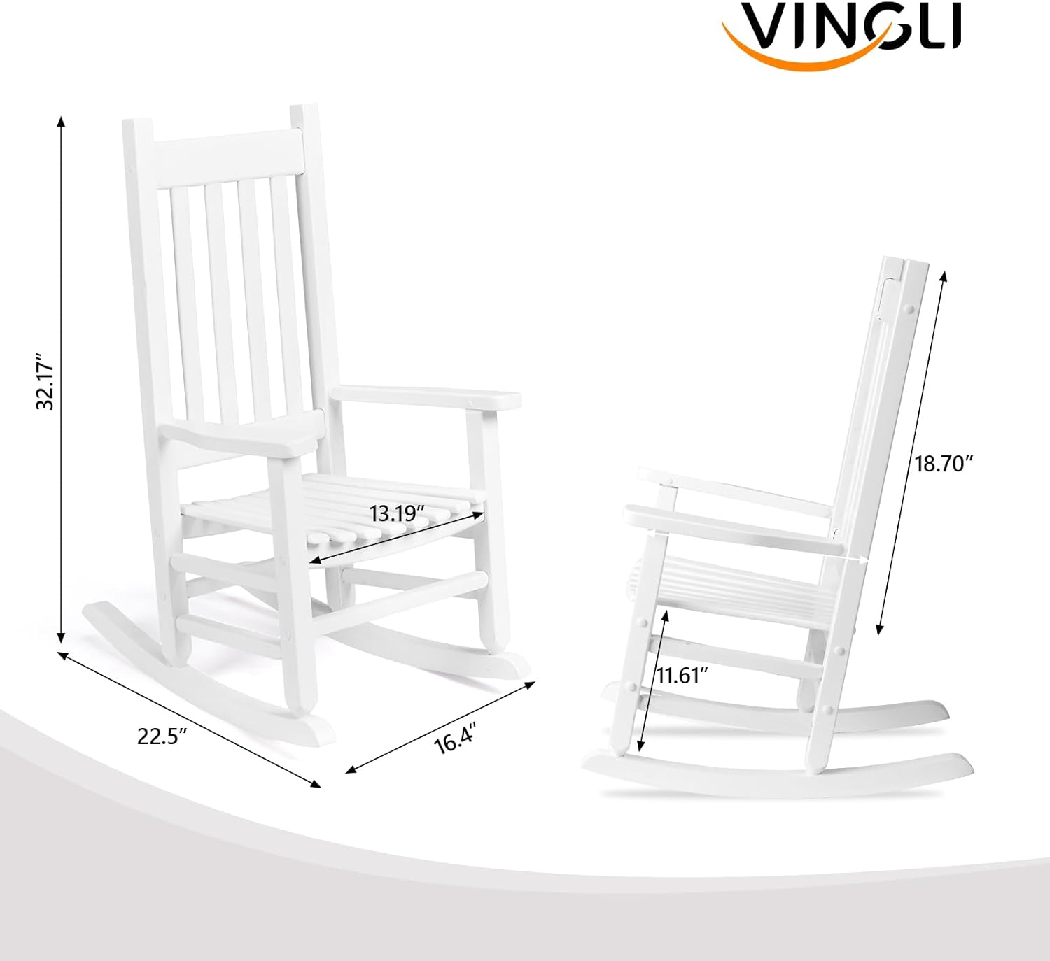 Bonnlo Kids Rocking Chair, Wooden Rocker with Classic Design, Solid Hardwood Construction, Indoor Nursery Furniture for Reading, Eating, Playing, Classroom and Bedroom (White)