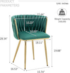 Velvet Dining Chairs Set of 2, Modern Upholstered Dining Chairs with Gold Metal Legs for Dining Room, Vanity, Kitchen, Living Room(Green)