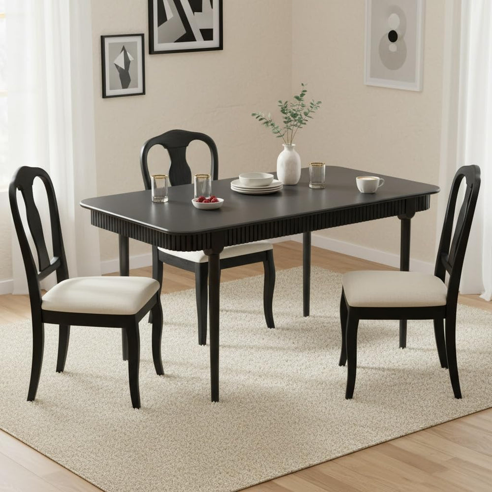 LukeAlon 63-inch Solid Wood Dining Table for 4-6, Mid-Century Modern Kitchen ...