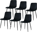 Dining Chairs Set of 6, Modern Kitchen Dining Room Chairs, Ergonomic Velvet Dining Chair Upholstered Cushion Seat and Sturdy Metal Legs(Black)