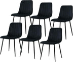 Dining Chairs Set of 6, Modern Kitchen Dining Room Chairs, Ergonomic Velvet Dining Chair Upholstered Cushion Seat and Sturdy Metal Legs(Black)