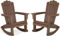Adirondack Rocking Chair Set of 2, Brown | Eco-Friendly Wood-Style Outdoor Patio Rocker - Heavy Duty 350 lbs Capacity, All-Weather Recycled Plastic, Easy Assembly