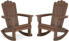 Adirondack Rocking Chair Set of 2, Brown | Eco-Friendly Wood-Style Outdoor Patio Rocker - Heavy Duty 350 lbs Capacity, All-Weather Recycled Plastic, Easy Assembly