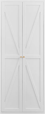 Kitchen Pantry Cabinet: Rustic White Steel Storage with Adjustable Shelves - Double Door Design for Small Apartments Kitchen Organization & Home Storage Solutions