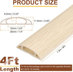 HARFINGTON 4ft Cord Cover Floor W0.6 x H0.33 Inner Channel PVC Hide Extension Cable Floor Wire Hider Wire Covers Protector for Prevent Cable Trips Cables Management, Wood Beige