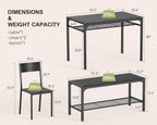 Gizoon Kitchen Table and 2 Chairs for 4 with Bench, 4 Piece Dining Table Set for Small Space, Apartment