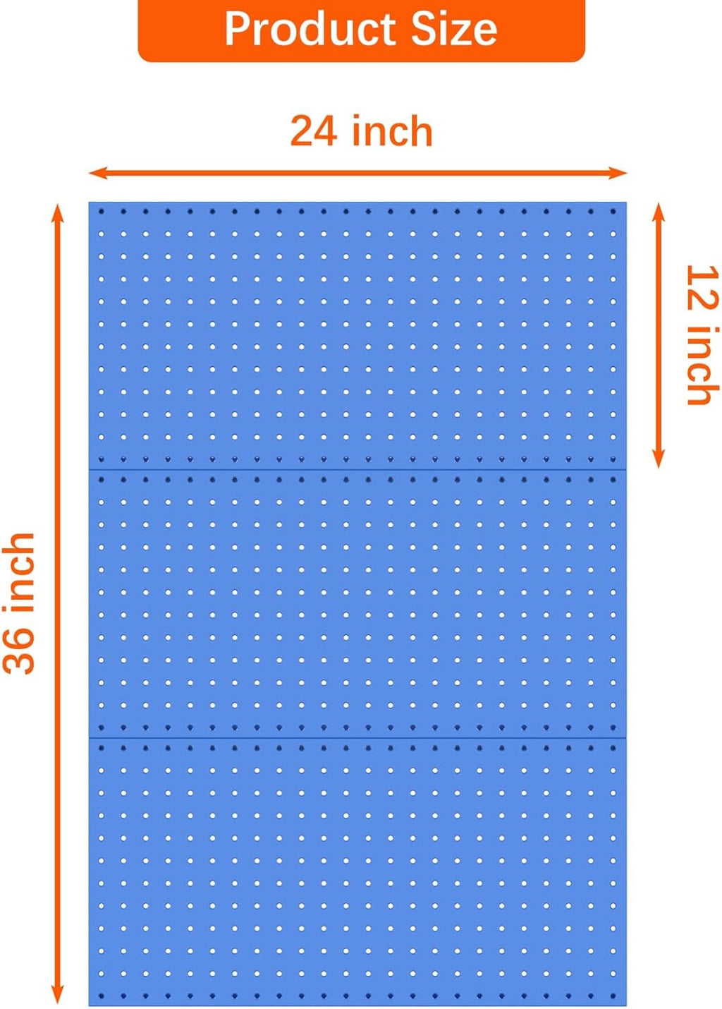 TORACK 3 PCS Metal Pegboard Panels(12x24 inch) for Wall Garage Utility Tools Storage Pegboard for Workbench, Modular Peg Board Tool Organizer Board Kit(Pack of 3, Blue)