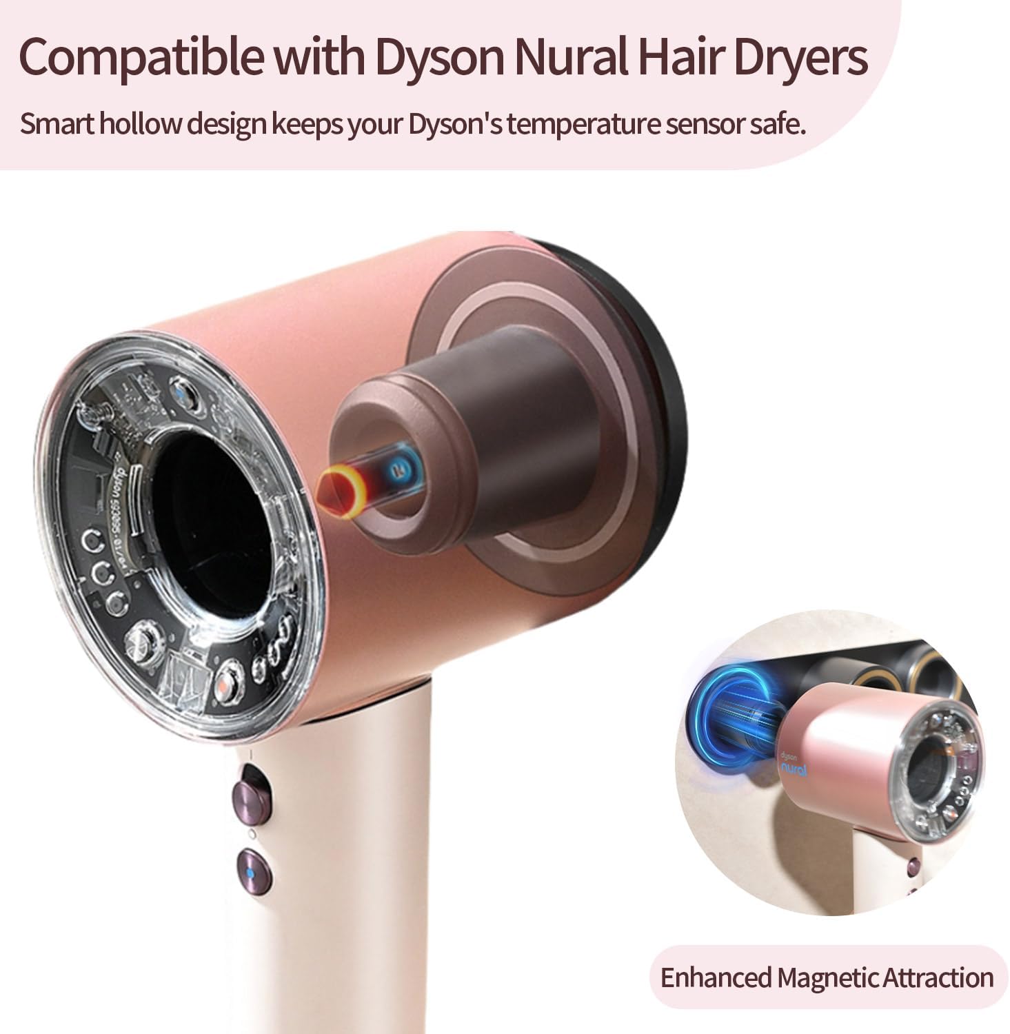 Dyson Hair Dryer Holder Wall Mount, UEMUSI Dyson Blow Dryer Holder for Bathroom, Durable Aluminum Alloy Hair Dryer Wall Mount Hanger Organizer for Dyson Supersonic Magnetic Design with Cord Hook Black