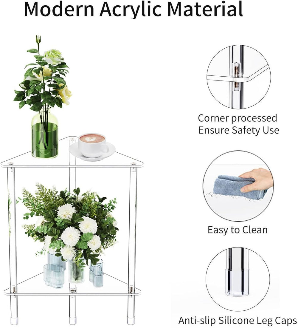 Clear Triangle Acrylic Side Table for Small Space, 11.81" L x 11.81&quot...