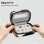 Oli Painting Cat Flowers Pill Organizer Travel Medicine Case with Zipper Daily Vitamin Storage Bag Portable 8 Slot Weekly Pill Box Supplement Holder for Home Office Gym Travel