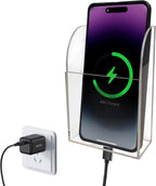 Acrylic Remote Holder Wall Mount Phone Holder for Bed, Hole-Free Fan TV Remote Holder Universal Phone Charging Storage Case for Wall, Sell-Adhesive Media Organizer