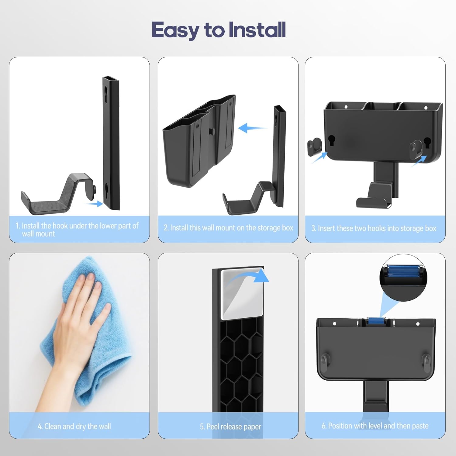 Adhesive Remote Control Holder Wall Mount with Headset Hanger, 3 in 1 Organizer TV/Fan Remote Caddy with Hook for Headphone, No Drill Controller Storage Bracket, Bed Wall Rack for Multiple Remote