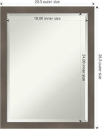 Amanti Art Grey Wall Mirror 27x21 Edwin Clay Grey Rectangle Bathroom Mirror for Wall Decor Living Room, Medium Casual Wood Frame, Hangs Horizonally and Vertically, Bathroom Decor, Beveled Edge from WI