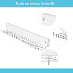 Wall-Mounted Belt and Tie Hanger, Wood Space-Saving Belt Rack with 20 Rotating Hooks - Multi-Functional Closet Organizer for Ties, Belts, Scarves & Accessories
