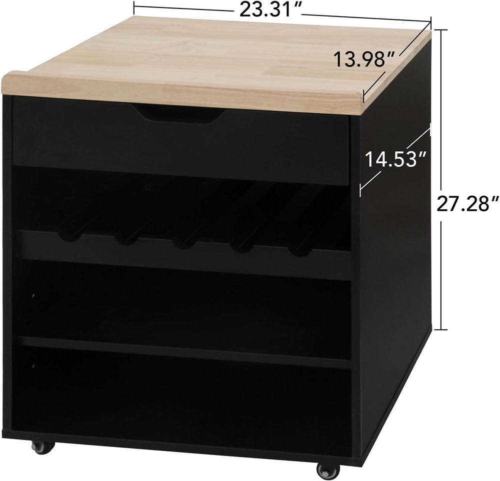 69" Kitchen Pantry Cabinet with Microwave Stand & Rolling Cart - Fre...