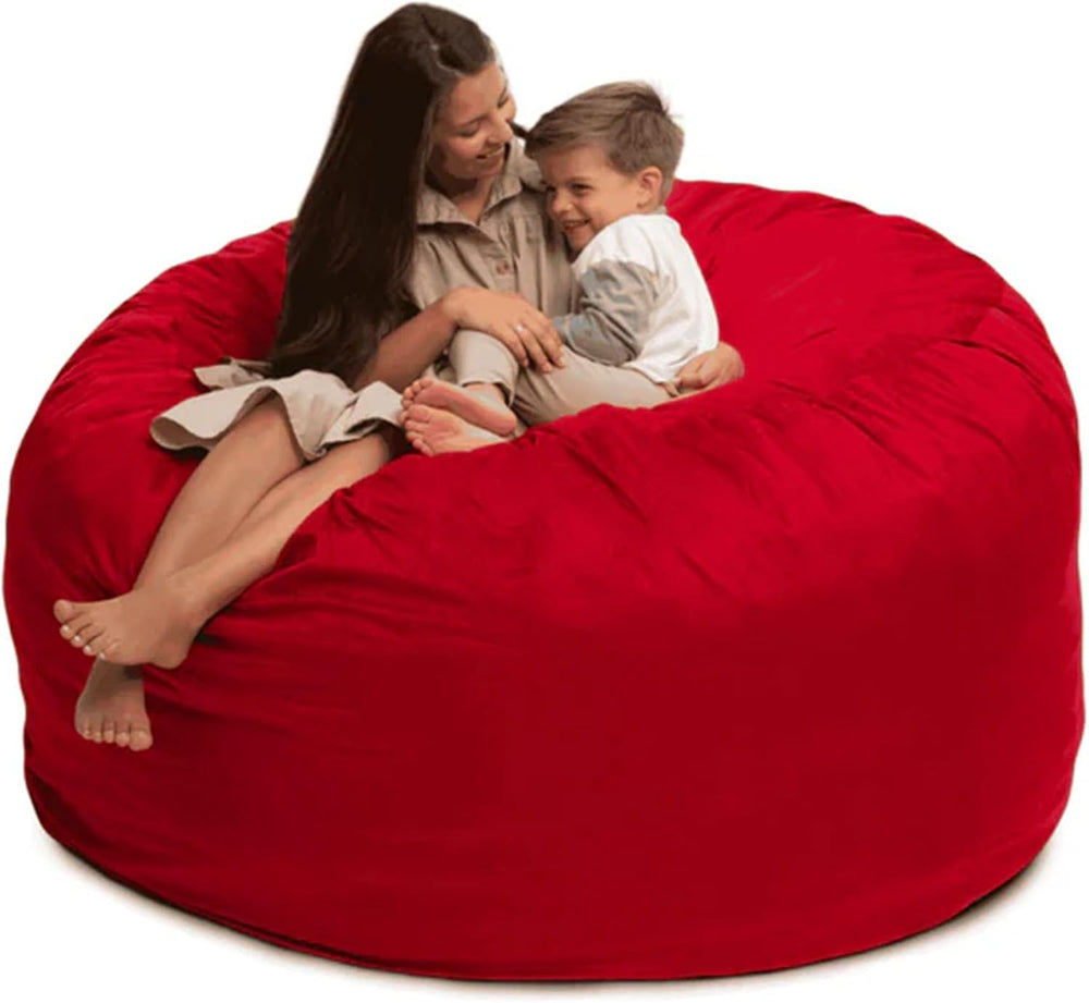 Ultimate Sack 6000 6-Foot Bean Bag Chair, Red Suede Cover – Oversized Foam Lo...