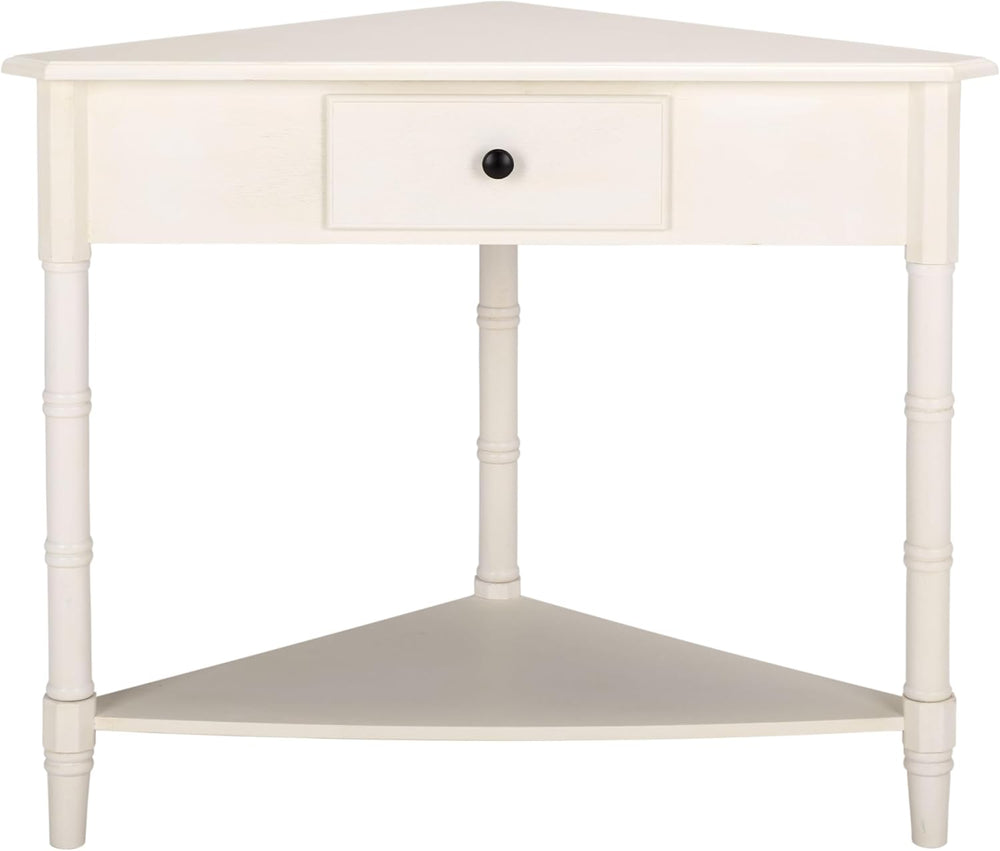 SAFAVIEH Furniture - Gomez 1-Drawer Corner Table - Ivory - Solid Wood - Class...