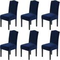 H.VERSAILTEX Velvet Dining Chair Covers Stretch Chair Covers for Dining Room Set of 6 Parson Chair Slipcovers Chair Protectors Covers Dining, Soft Thick Solid Velvet Fabric Washable, Navy
