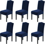 H.VERSAILTEX Velvet Dining Chair Covers Stretch Chair Covers for Dining Room Set of 6 Parson Chair Slipcovers Chair Protectors Covers Dining, Soft Thick Solid Velvet Fabric Washable, Navy