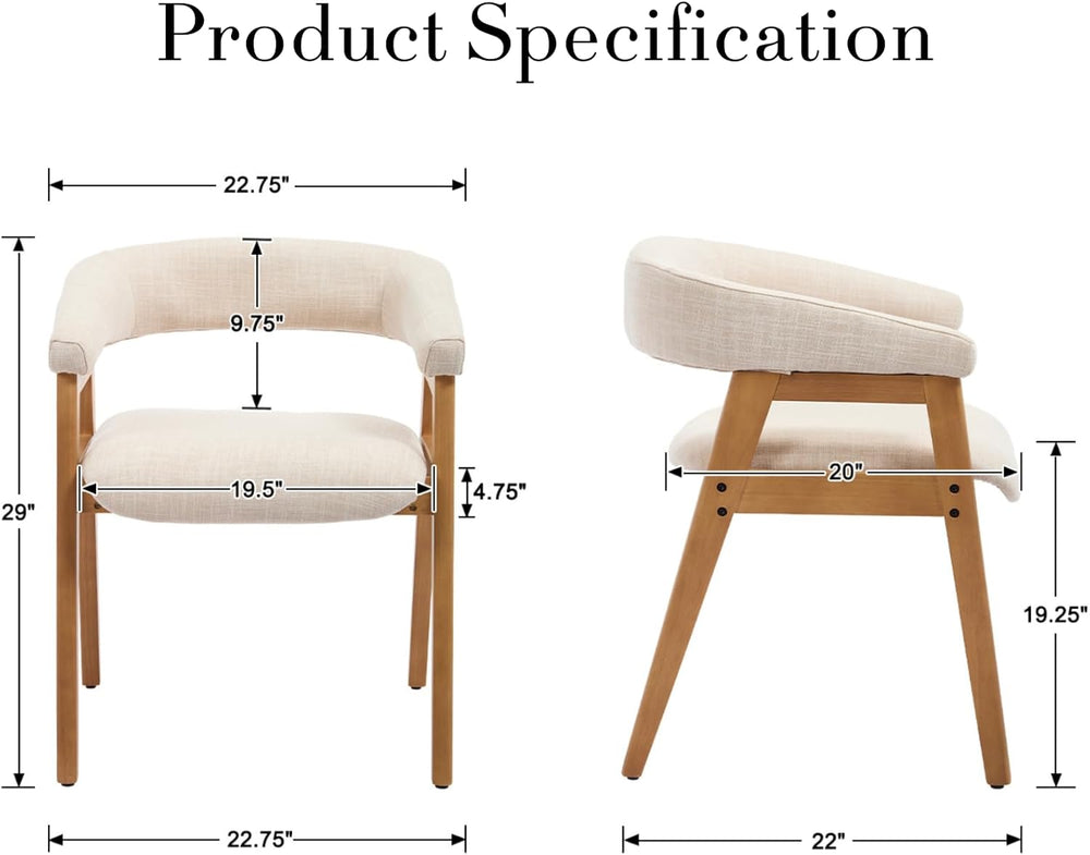 RIVOVA Modern Round Dining Chairs with Open Curved Back Set of 2, Linen Fabri...