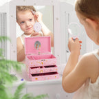 Musical Jewelry Box for Girls 8.07 x 5.12 x 6.14 with 3 Pullout Drawers Spinning Ballerina & Unicorn Jewelry Set, Music Boxes for Birthday Valentine Christmas Gift Waltz of Flowers Tune