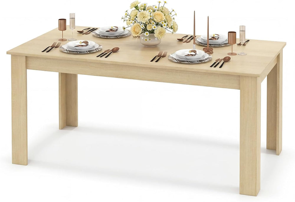 GOFLAME Dining Table for 4-6 People, 63” Modern Kitchen Table with L-Shaped L...