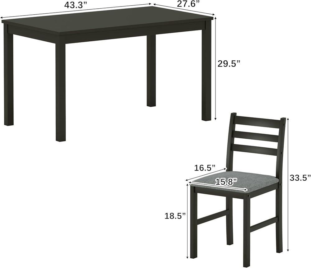 WiberWi Dining Table Set for 4, Solid Wood Kitchen Table and Chairs Set of 4,...