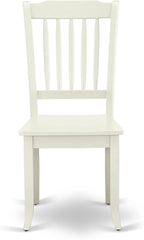 East West Furniture AMDA3-LWH-W 3 Piece Dinette Set for Small Spaces Contains a Round Kitchen Table with Pedestal and 2 Dining Chairs, 36x36 Inch, Linen White