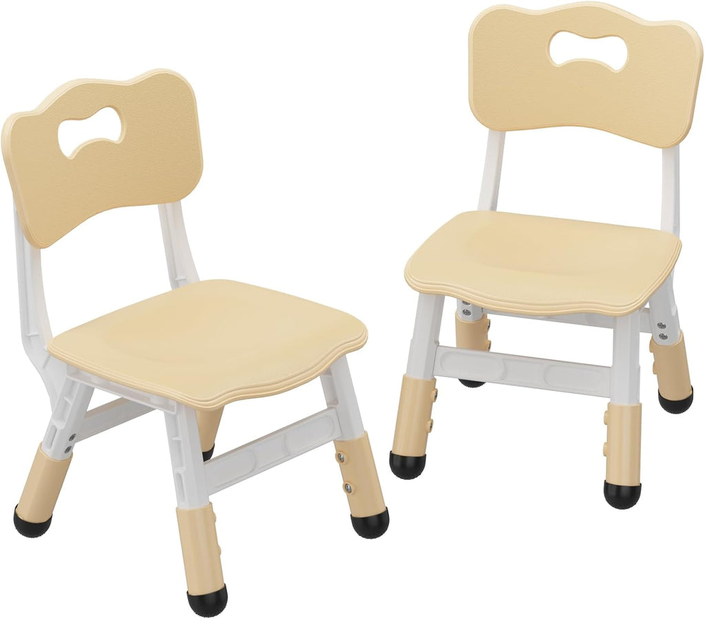 GAOMON Kids Chair, 3 Level Height Adjustable Kid Chair, Plastic Toddler Chairs for Children Boys Girls Age 2-6, Suitable for Home Family Classroom Nursery Indoor Use (2 Pack, Natural)