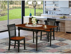 East West Furniture MZNO3-BCH-W 3 Piece Dining Table Set for Small Spaces Contains a Rectangle Dining Room Table with Dropleaf and 2 Wooden Seat Chairs, 36x54 Inch, Black & Cherry