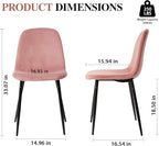 CangLong Modern Velvet Chairs with Metal Legs for Living Room, Bedroom, Restaurant, Dining Room, Set of 4, Pink
