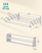 SONGMICS Clothes Drying Rack, Wall-Mounted Drying Rack Clothing, Small Accordion Laundry Rack, 9 Staggered Hanging Rods, Expandable and Retractable, Cloud White ULLR802W01