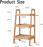 Solid Oak 3-Tier Ladder Shelf, Small Bookshelf with Anti-Dropping Guardrails, Free Standing A-Frame Wood Storage Organizer & Plant Stand for Living Room, Bedroom, Small Spaces (Walnut)