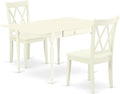 East West Furniture MZCL3-LWH-W 3 Piece Dinette Set for Small Spaces Contains a Rectangle Dining Table with Dropleaf and 2 Dining Chairs, 36x54 Inch, Linen White