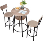 VEVOR Bar Table and Chairs Set, 3PCS 23.5″ Bars Tables Set with Rounded Corner Design, Round Pub Table with Two Stools for Office Desk, Breakfast Corner, Mini Bars, Light Gray, Black