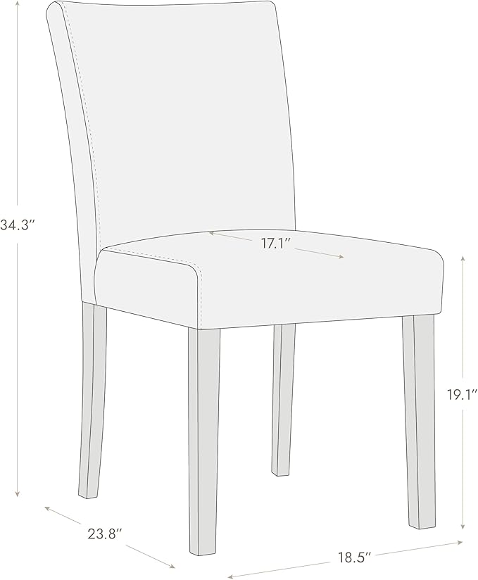Watson & Whitely Upholstered Dining Chairs Set of 4, Fabric Armless Dining Room Chairs with Solid Wood Legs & Back Side Chair for Kitchen, Living Room, Restaurant, Gray