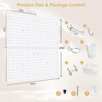 FZK Peg Board,36pcs Pegboard Kit, Includes 4 White Pegboard and Accessories,Plastic Peg Board,with Hooks Peg Board Wall Organizer for Office, Craft Room