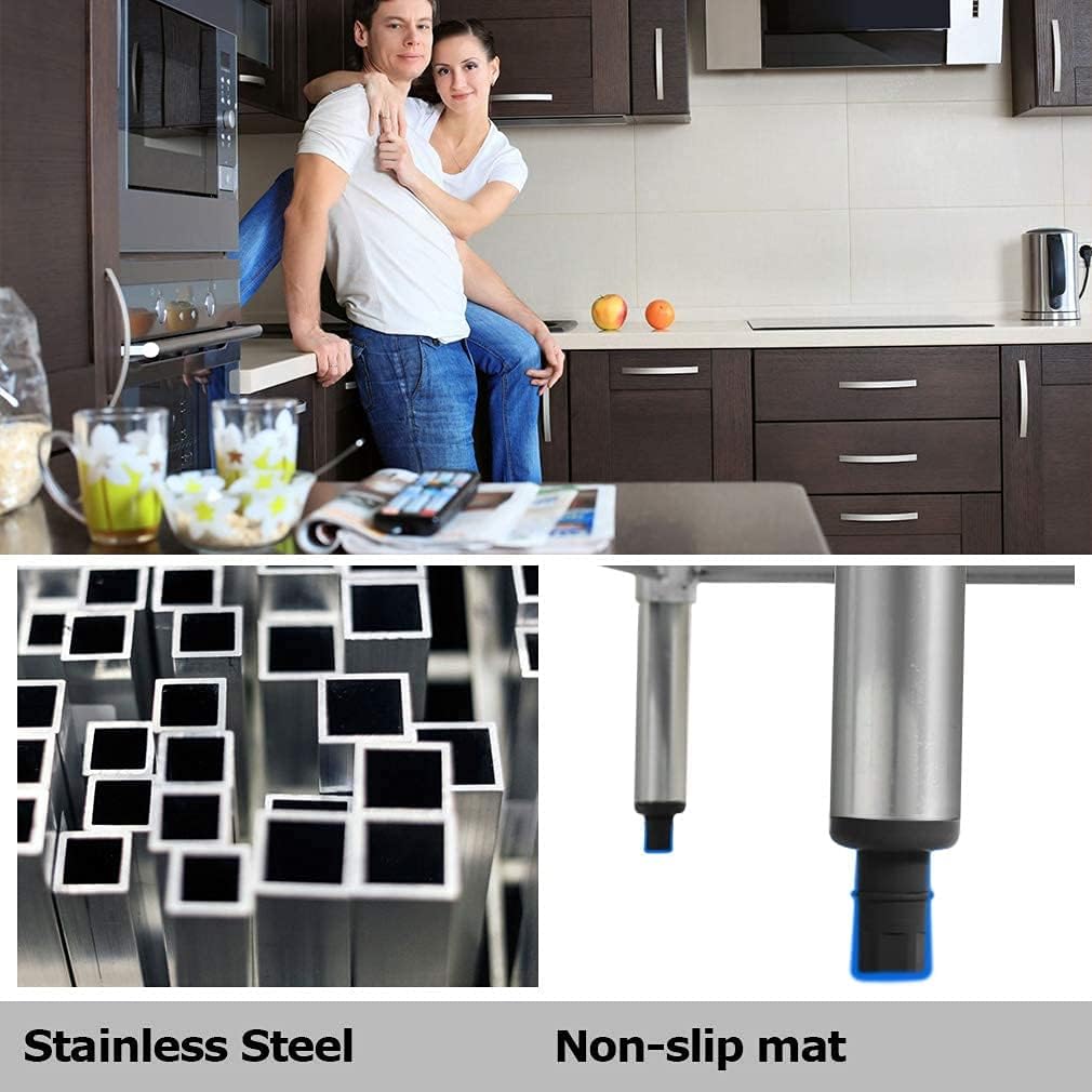 24inch x 60inch Stainless Steel Kitchen Work Table Food Prep Table NSF Commercial Worktable Adjustable Table Foot Duty Metal Table Scratch Resistent Antirust Restaurant Kitchen, 24 x 60 inch