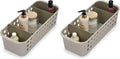 Joseph Joseph EasyStore - Slimline Bathroom essentials Storage Basket Organiser with moveable pot and divider, Ecru (Pack of 2)