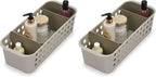 Joseph Joseph EasyStore - Slimline Bathroom essentials Storage Basket Organiser with moveable pot and divider, Ecru (Pack of 2)