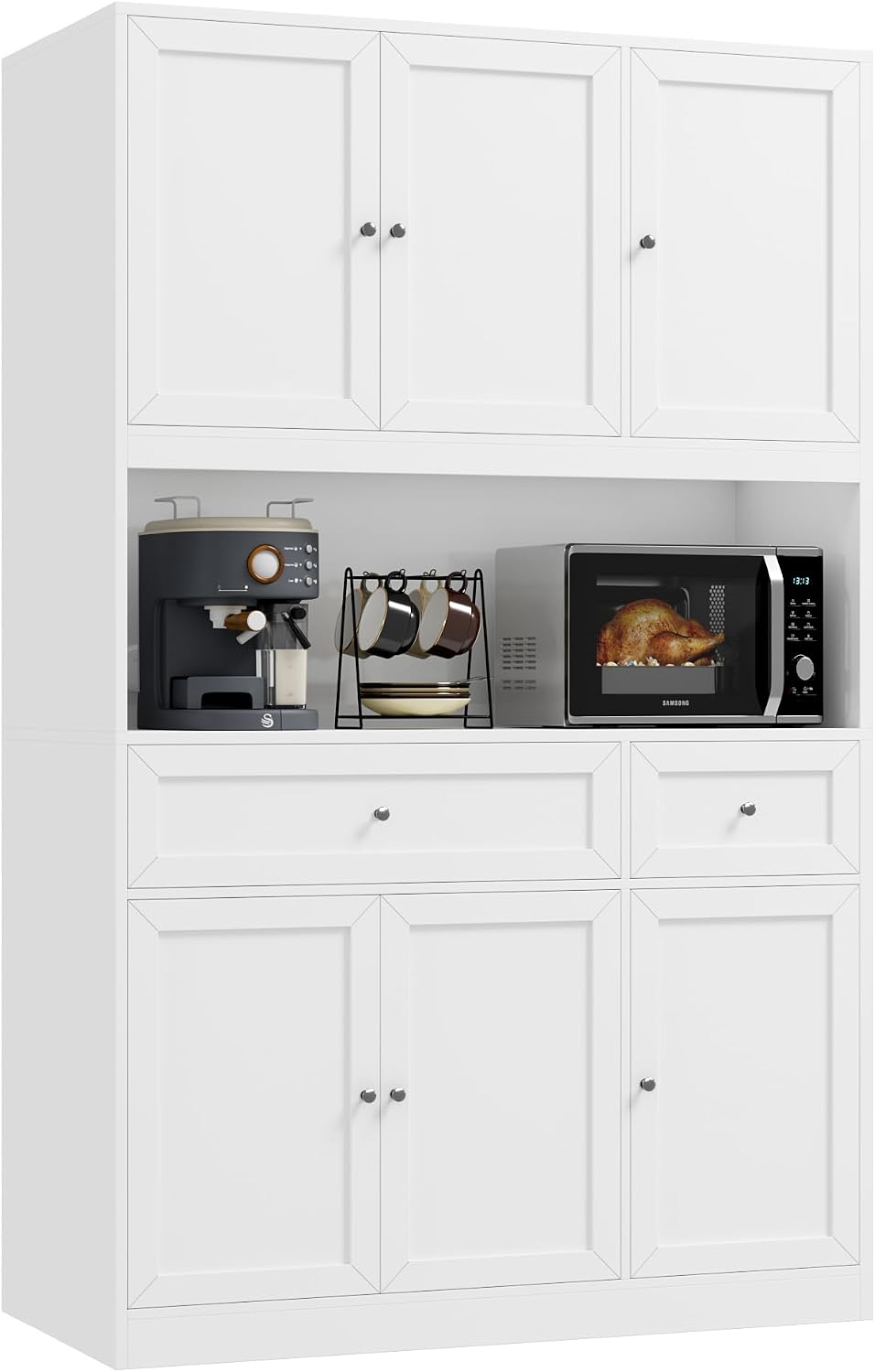 BOTLOG 72" Kitchen Pantry Cabinet, Kitchen Hutch with Microwave Stand, B...