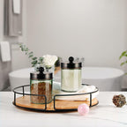 Amolliar Sage Green Qtip Holder, Glass Apothecary Jar Metal Lid & Stickers, Bathroom Qtip Holder Storage Canister, Farmhouse Decor for Cotton Balls, Swabs, Makeup Pads, Bath Salt, Floss, ORB 4 Pack