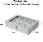 Jewelry Box Necklace Organizer Tray, Grey Necklace Display Case for Storage Jewelry Small Necklaces Display Stand 12 Slot Pendant Holder for Women