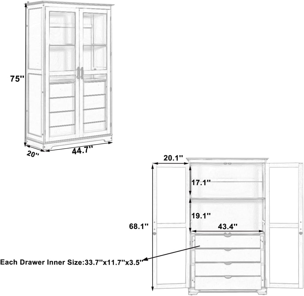 KUIKUI Kitchen Pantry Storage Cabinet, Pantry Cabinets for Kitchen Storage wi...